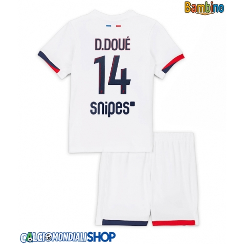 Maglie da calcio Paris Saint-Germain Desire Doue #14 Seconda Maglia Bambino 2025-26 Manica Corta + Pantaloni corti)
